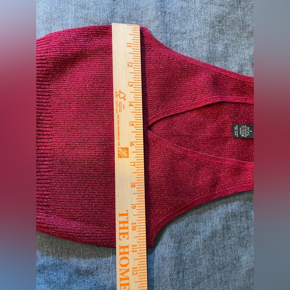 I.N.C. Metallic Ribbed Cardigan - Red - Picture 2 of 6